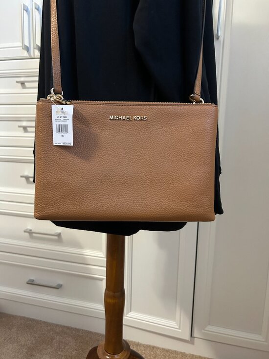MICHAEL Michael Kors Handbags - Michael Kors Jet Set Travel Brown/Acorn Double Gusset Crossbody